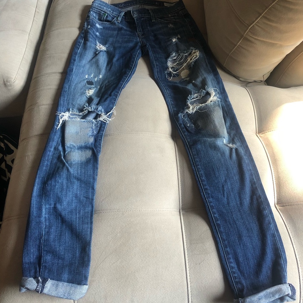 Levi’s Capital E jeans- distressed patched look
